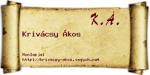 Krivácsy Ákos névjegykártya